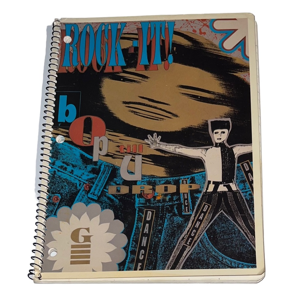 VTG 90s Fashion Stories Gitano Wire Bound Notebook Denim USA